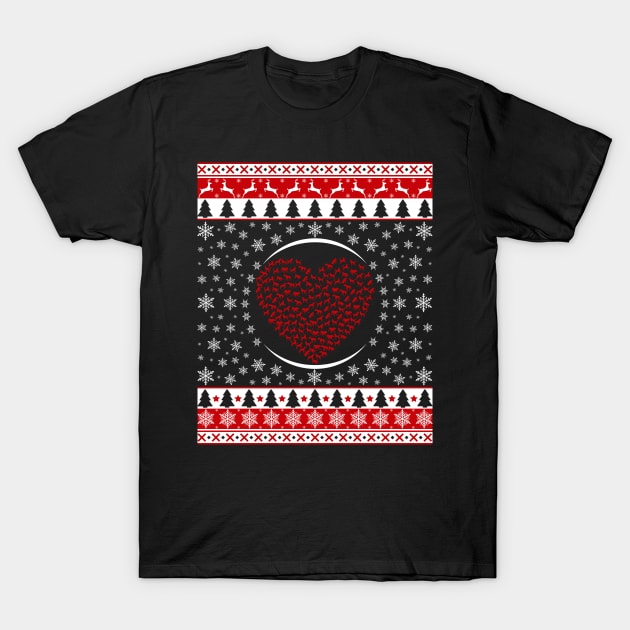 Christmas Heart Dogs T-Shirt by Sleazoid